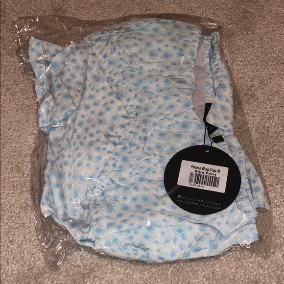 Light blue wrap top. - Picture 3 of 5